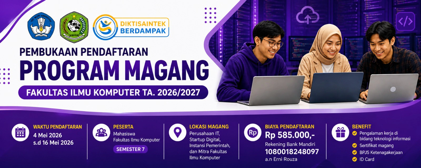 Pembukaan Program Magang Fakultas Ilmu Komputer UPP Semester 7 TA 2026/2027